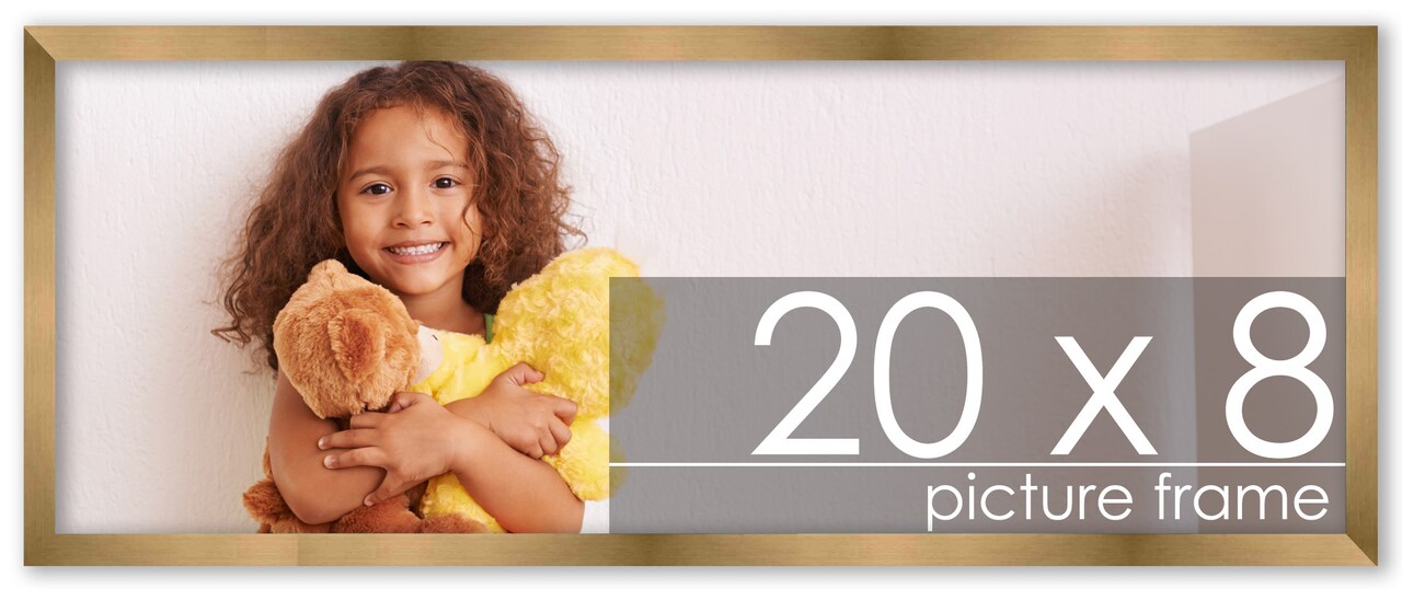 20x8 Solid Wood Picture Frame with UV-Resistant Acrylic & Acid-Free Backing, Available in 6 Finishes: Matte Black, Matte White, Metallic Bronze, Silver, Natural Wood Grain & Mahogany